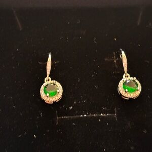 Elegant Green and silver Drop Earrings